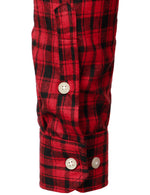 Men's Plaid Double Pocket Button Up Lapel Long Sleeve Flannel Shirt