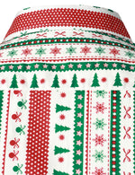 Men's Christmas Print Regular Fit Striped Xmas Holiday Long Sleeve Cotton Dress Shirt