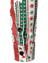 Men's Christmas Print Regular Fit Striped Xmas Holiday Long Sleeve Cotton Dress Shirt