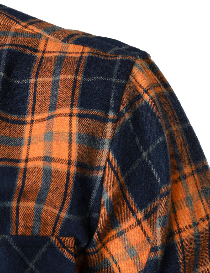Men's Casual Plaid Double Pocket Flannel Checkered Button Up Long Sleeve Shirt