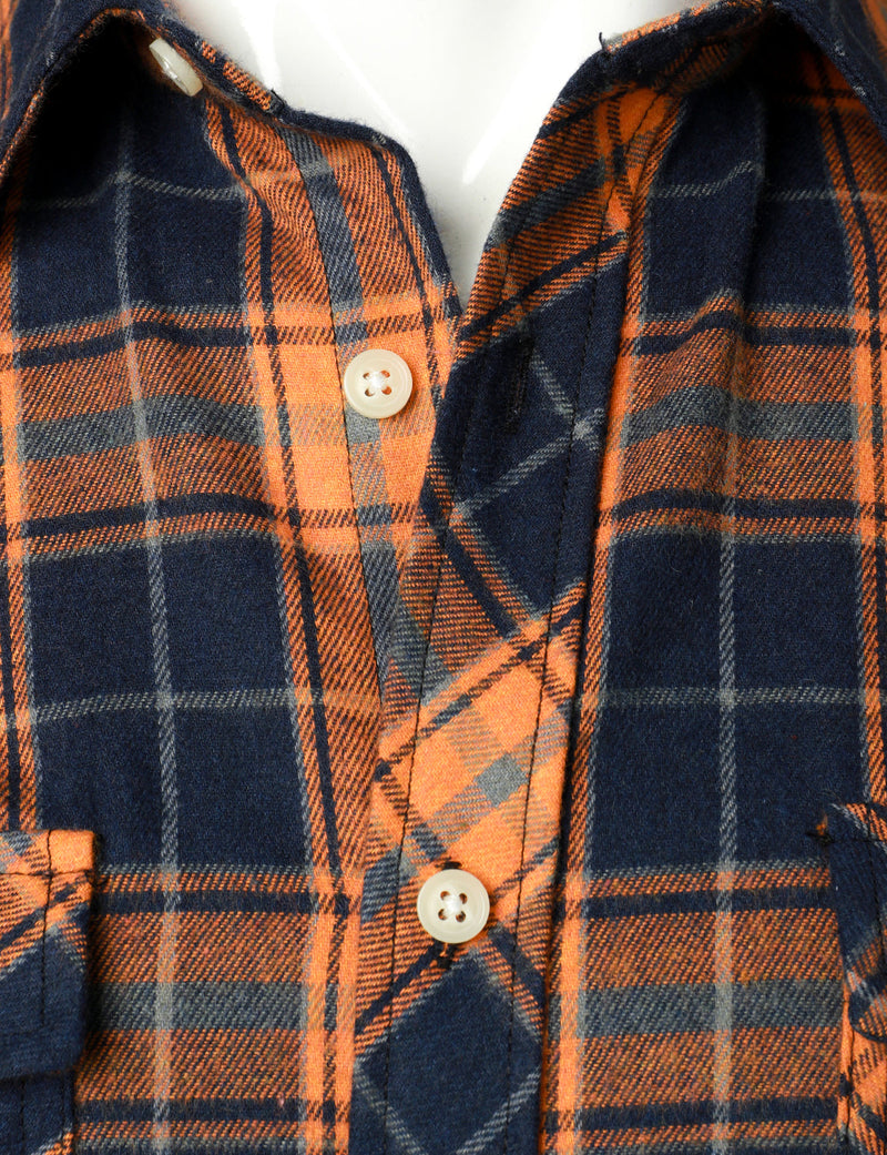 Men's Casual Plaid Double Pocket Flannel Checkered Button Up Long Sleeve Shirt