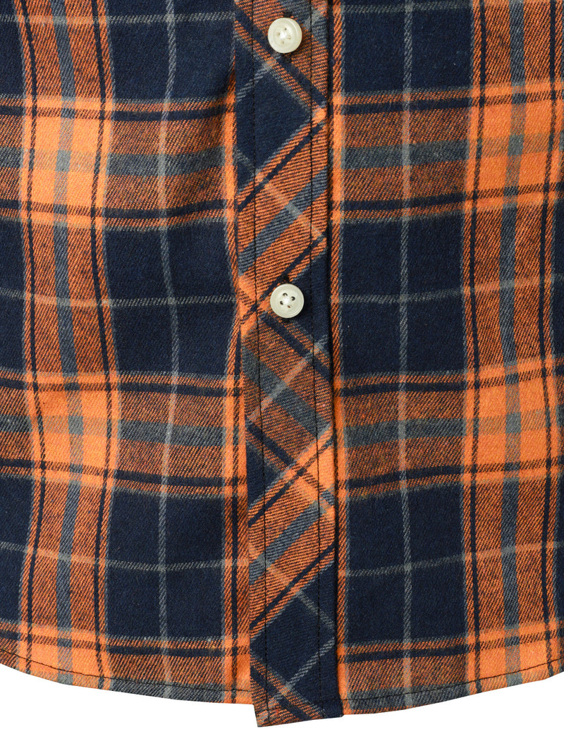 Men's Casual Plaid Double Pocket Flannel Checkered Button Up Long Sleeve Shirt