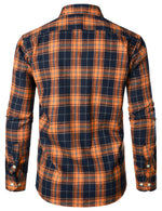 Men's Casual Plaid Double Pocket Flannel Checkered Button Up Long Sleeve Shirt