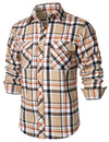 Men's Plaid Double Pocket Button Up Checkered Lapel Long Sleeve Fall Winter Shirt