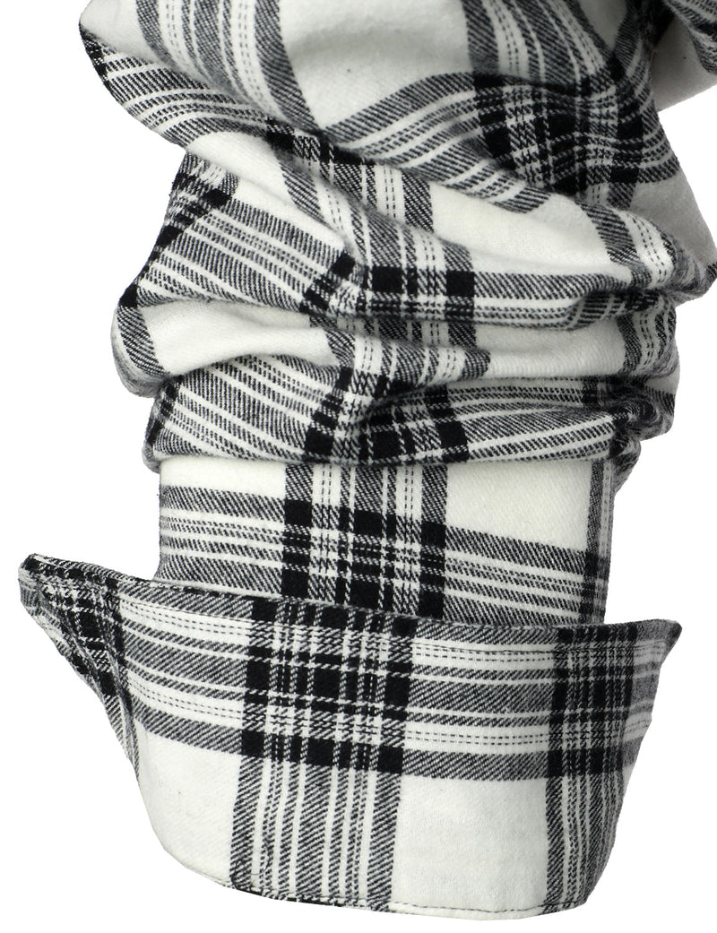 Men's Plaid Double Pocket Button Up Checkered Lapel Long Sleeve Fall Winter Shirt