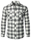 Men's Plaid Double Pocket Button Up Checkered Lapel Long Sleeve Fall Winter Shirt