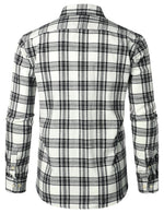 Men's Plaid Double Pocket Button Up Checkered Lapel Long Sleeve Fall Winter Shirt