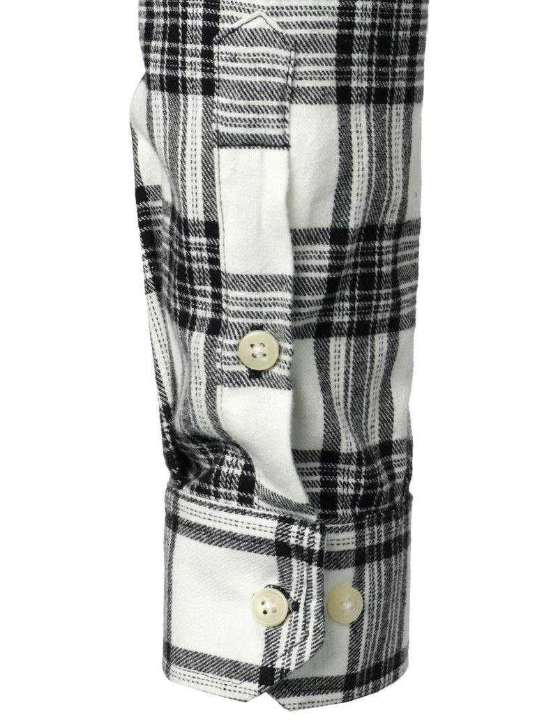 Men's Plaid Double Pocket Button Up Checkered Lapel Long Sleeve Fall Winter Shirt