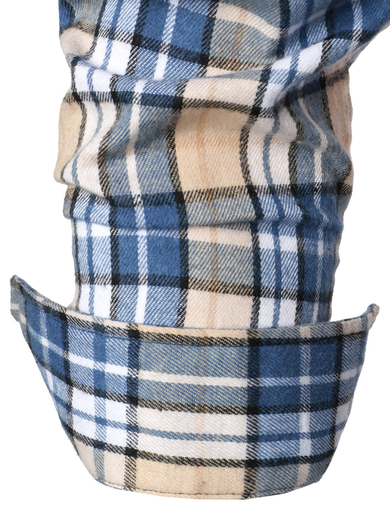 Men's Plaid Double Pocket Button Up Checkered Lapel Long Sleeve Fall Winter Shirt
