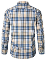Men's Plaid Double Pocket Button Up Checkered Lapel Long Sleeve Fall Winter Shirt