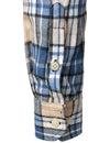 Men's Plaid Double Pocket Button Up Checkered Lapel Long Sleeve Fall Winter Shirt
