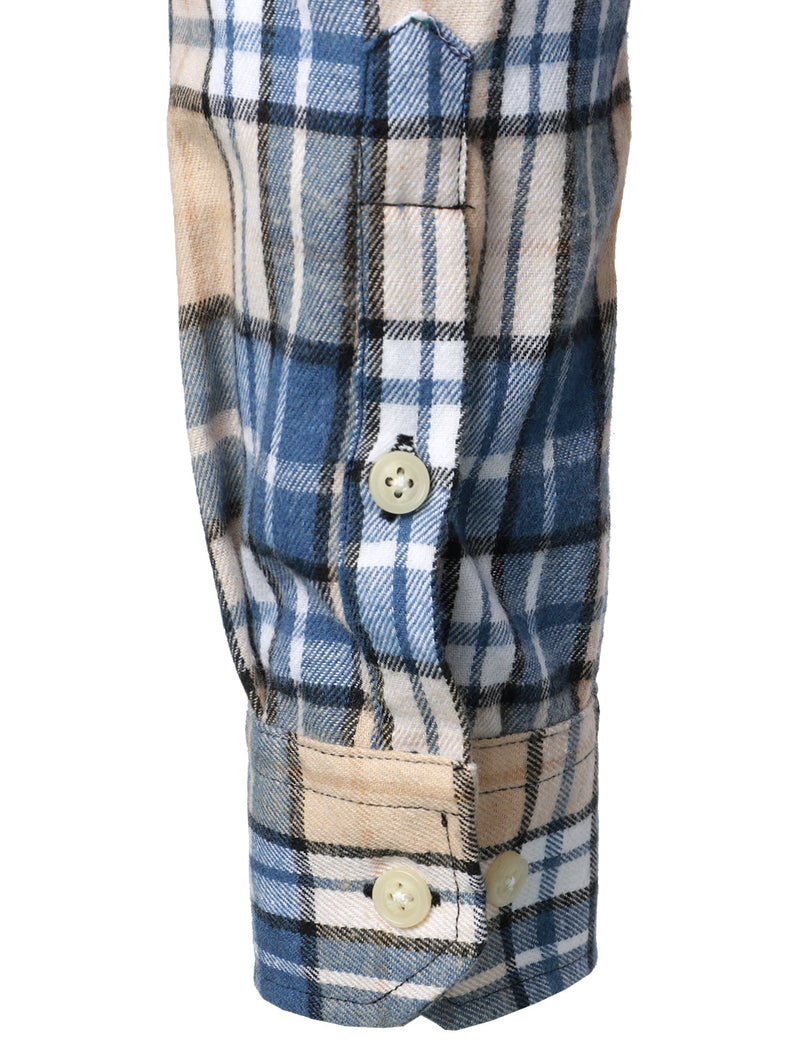 Men's Plaid Double Pocket Button Up Checkered Lapel Long Sleeve Fall Winter Shirt