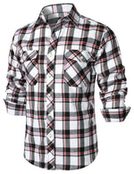 Men's Plaid Double Pocket Button Up Lapel Long Sleeve Flannel Shirt
