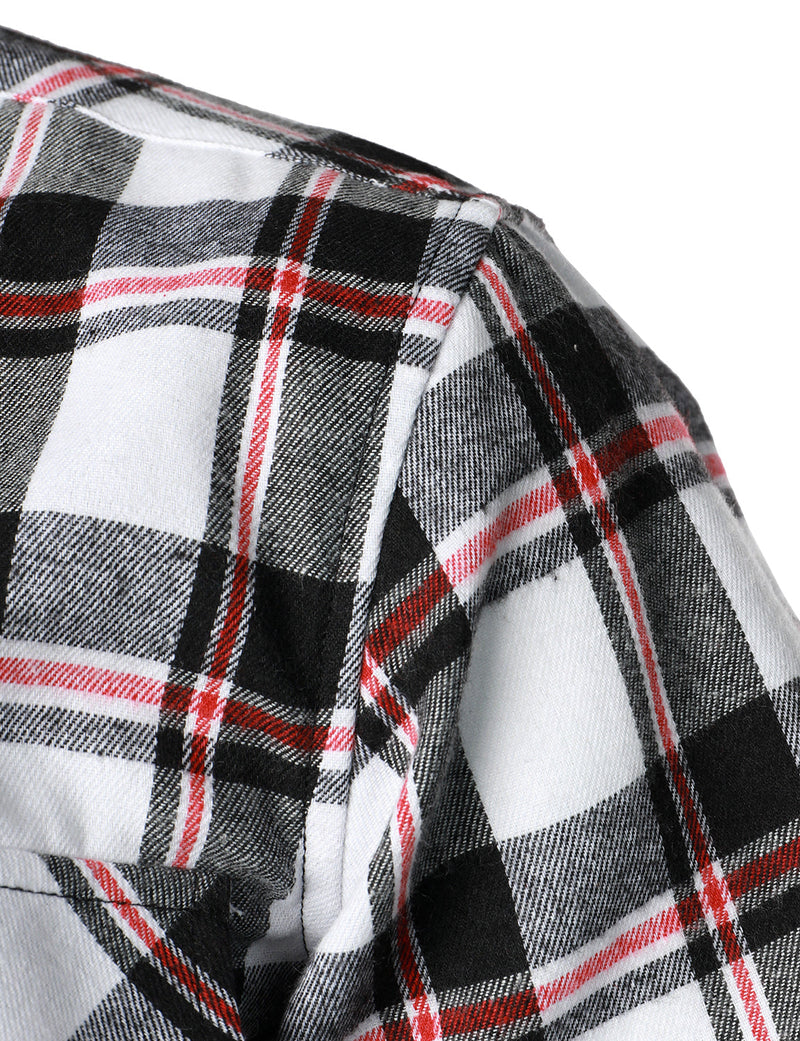 Men's Plaid Double Pocket Button Up Lapel Long Sleeve Flannel Shirt