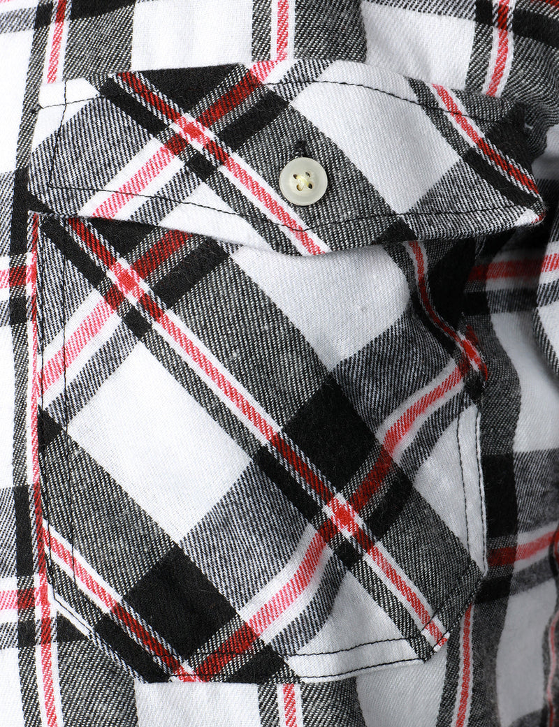 Men's Plaid Double Pocket Button Up Lapel Long Sleeve Flannel Shirt