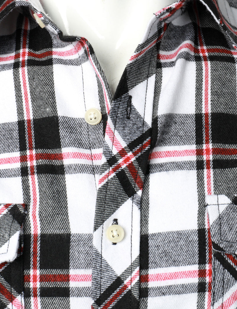 Men's Plaid Double Pocket Button Up Lapel Long Sleeve Flannel Shirt