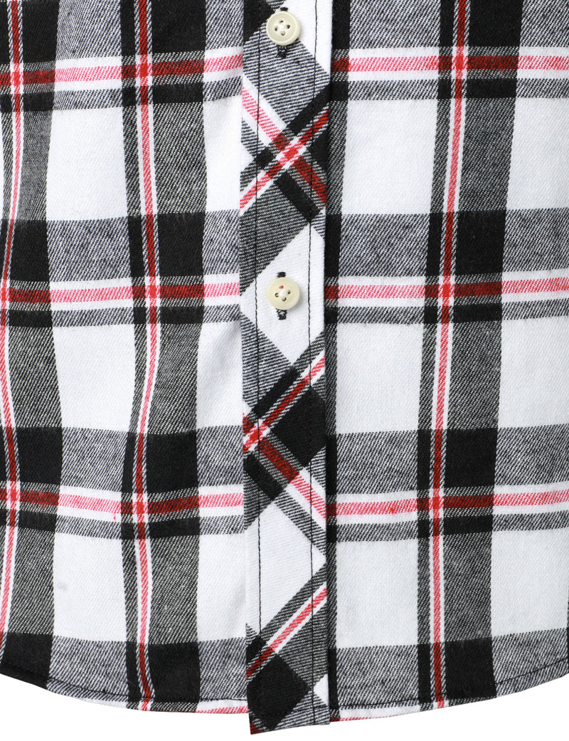 Men's Plaid Double Pocket Button Up Lapel Long Sleeve Flannel Shirt