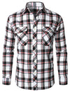 Men's Plaid Double Pocket Button Up Lapel Long Sleeve Flannel Shirt