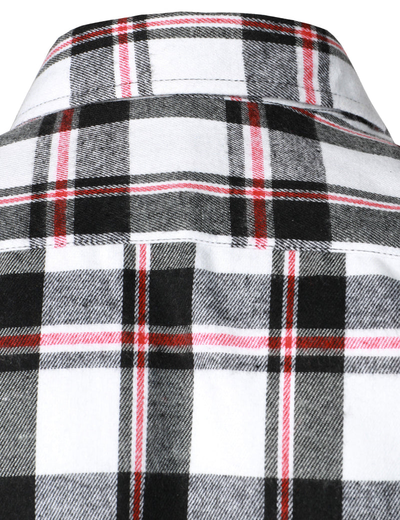Men's Plaid Double Pocket Button Up Lapel Long Sleeve Flannel Shirt