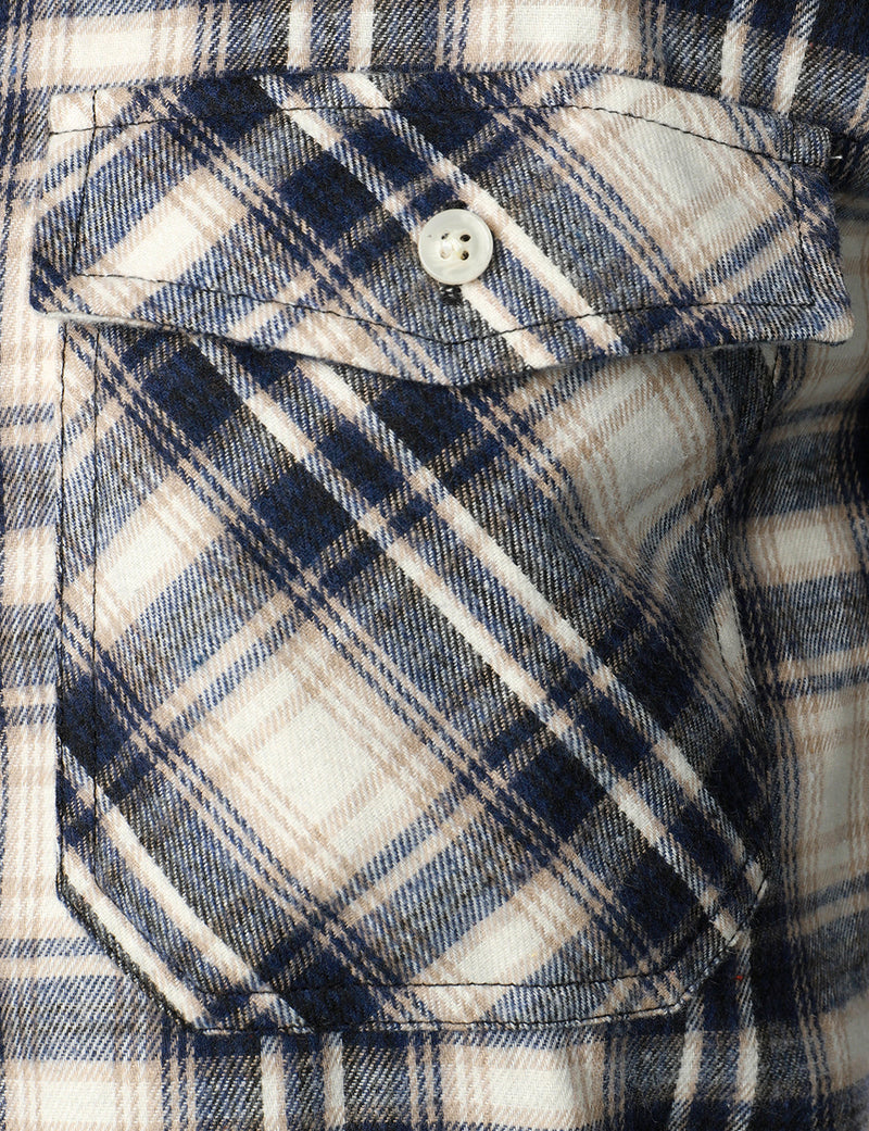 Men's Flannel Double Pocket Checkered Button Up Long Sleeve Casual Plaid Shirt