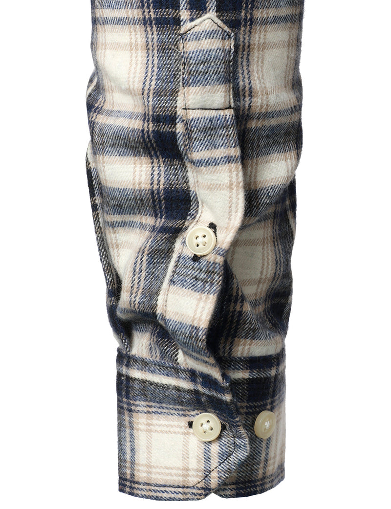 Men's Flannel Double Pocket Checkered Button Up Long Sleeve Casual Plaid Shirt