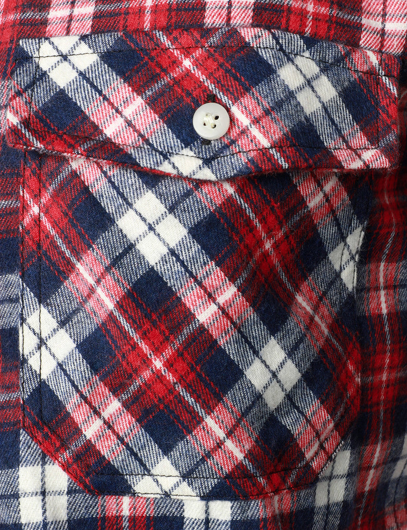 Men's Plaid Double Pocket Button Up Lapel Long Sleeve Flannel Shirt