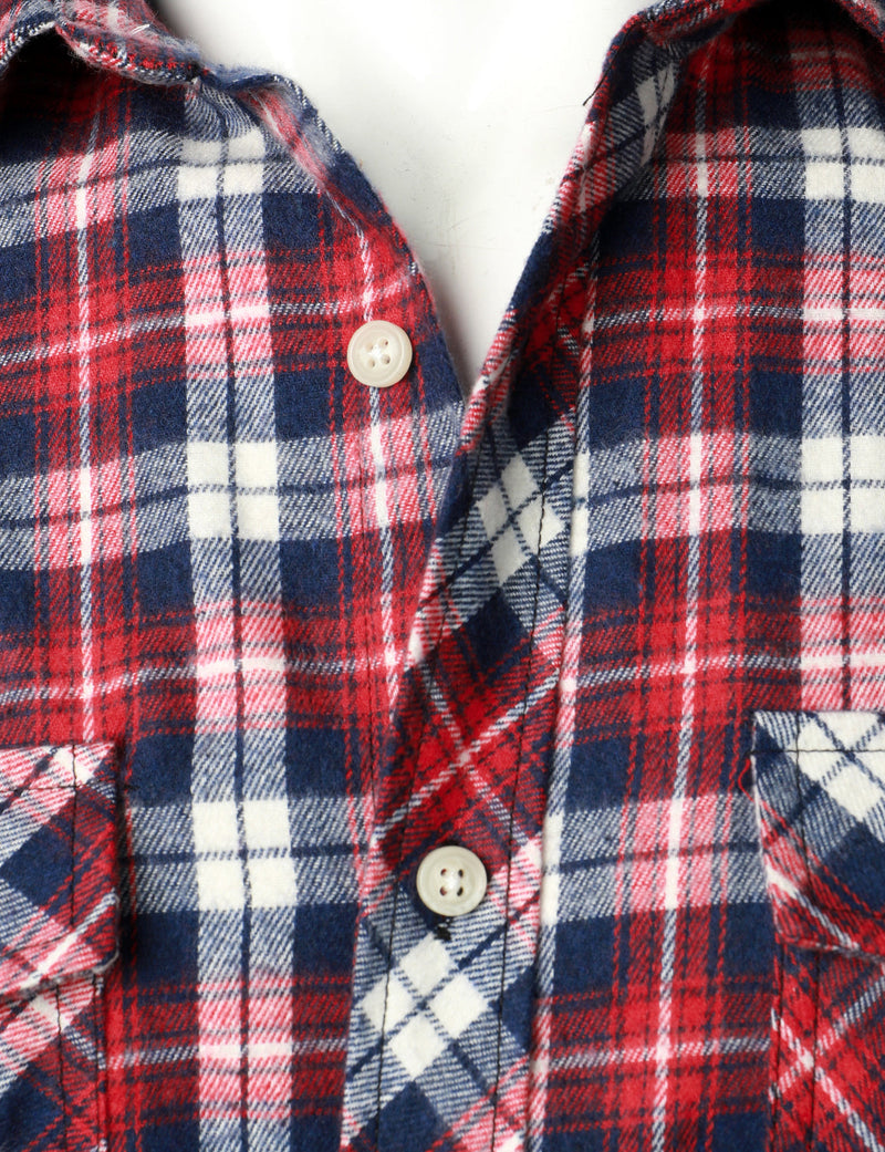 Men's Plaid Double Pocket Button Up Lapel Long Sleeve Flannel Shirt