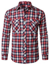 Men's Plaid Double Pocket Button Up Lapel Long Sleeve Flannel Shirt