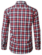 Men's Plaid Double Pocket Button Up Lapel Long Sleeve Flannel Shirt
