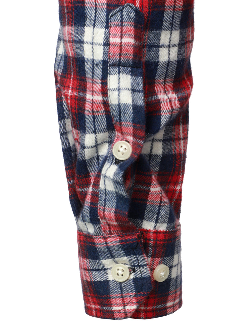 Men's Plaid Double Pocket Button Up Lapel Long Sleeve Flannel Shirt