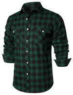 Men's Casual Plaid Double Pocket Flannel Checkered Button Up Long Sleeve Shirt