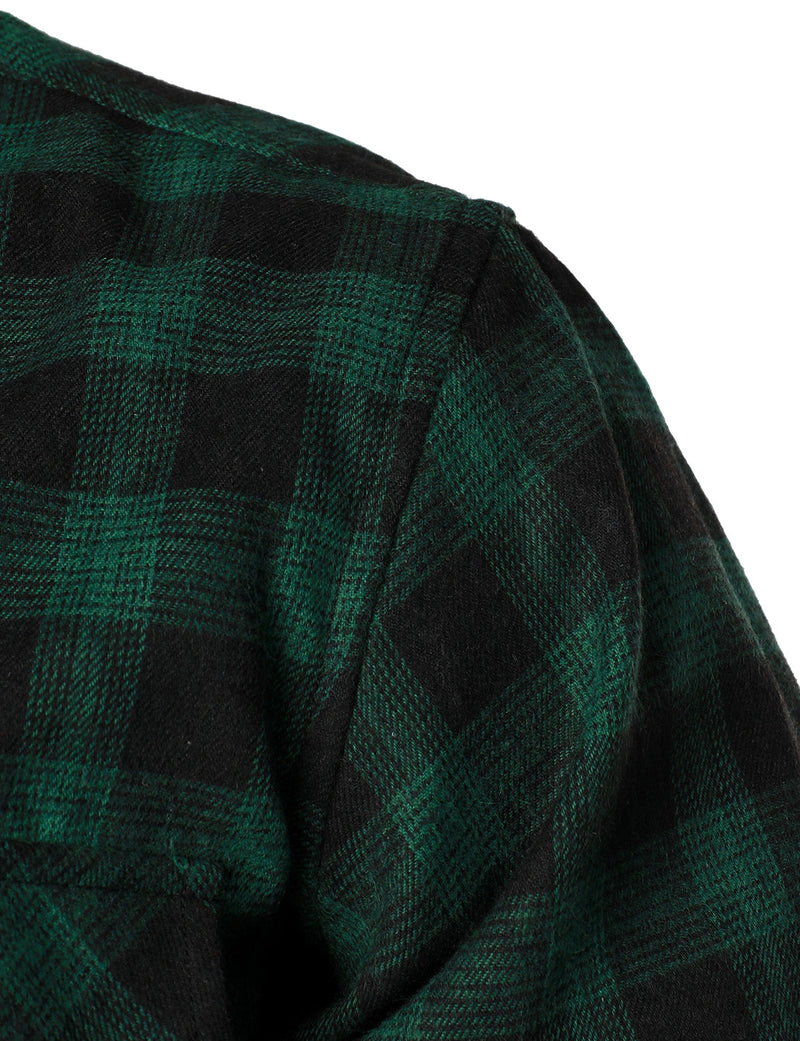 Men's Casual Plaid Double Pocket Flannel Checkered Button Up Long Sleeve Shirt