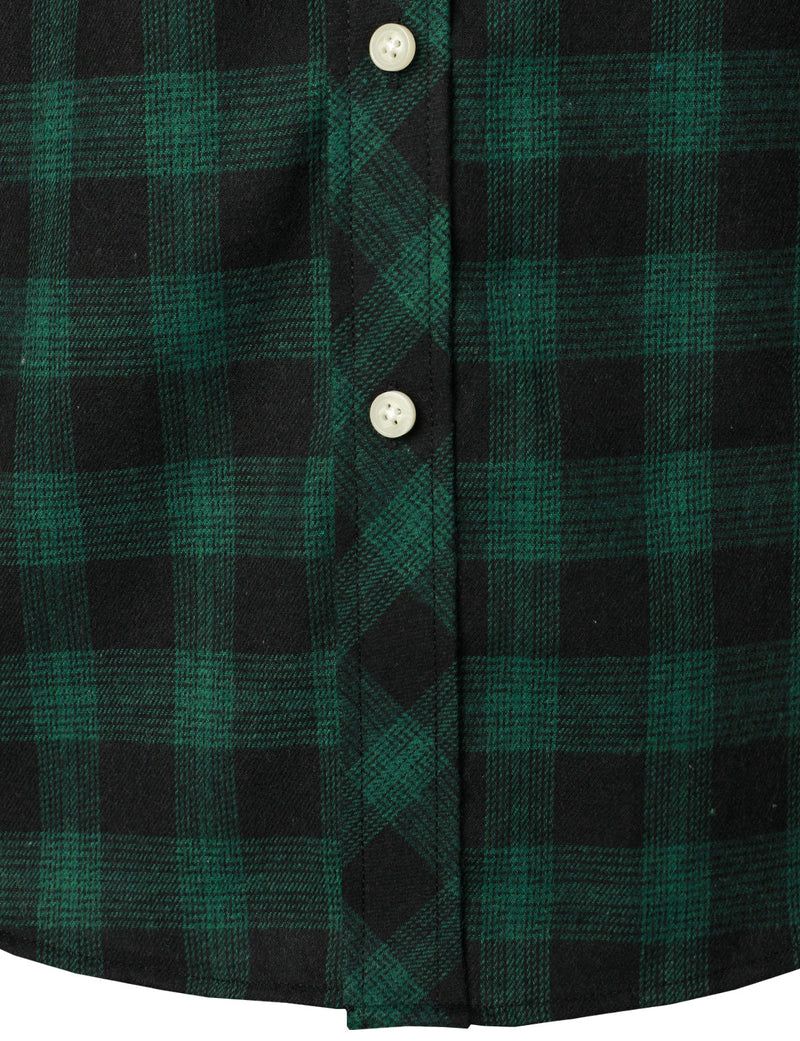 Men's Casual Plaid Double Pocket Flannel Checkered Button Up Long Sleeve Shirt