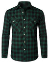 Men's Casual Plaid Double Pocket Flannel Checkered Button Up Long Sleeve Shirt
