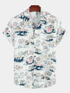 Men's Casual Hawaiian Cotton Print Short Sleeve Shirt