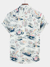 Men's Casual Hawaiian Cotton Print Short Sleeve Shirt