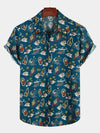 Men's Casual Hawaiian Cotton Print Short Sleeve Shirt