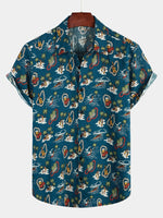 Men's Casual Hawaiian Cotton Print Short Sleeve Shirt