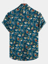 Men's Casual Hawaiian Cotton Print Short Sleeve Shirt