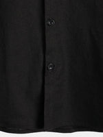 Men's Solid Color Linen Cotton Pocket Casual Button Short Sleeve Shirt