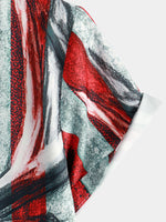 Men's American USA Flag Deer Print Casual Short Sleeve Button Up Shirt