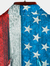 Men's American USA Flag Deer Print Casual Short Sleeve Button Up Shirt