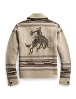 Men's Casual Vintage Western Pattern Graphic Lapel Button Fall Winter Retro Long Sleeve Cardigan