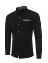 Men's Stand Collar Solid Plaid Pocket Button Up Long Sleeve Shirt