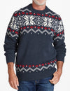 Men's Round Neck Navy Blue Snowflake Christmas Vintage Casual Long Sleeve Sweater
