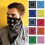 Men's Cotton Outdoor Neck Multicolor Paisley Bandana Square Scarf