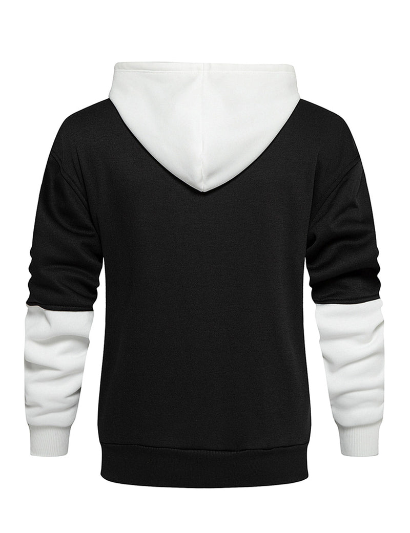 Men's Color Block Long Sleeve Outdoor Pullover Hoodie Sweatshirts