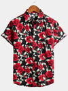 Men's Casual Holiday Rose Print Cotton Shirt