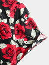 Men's Casual Holiday Rose Print Cotton Shirt