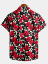 Men's Casual Holiday Rose Print Cotton Shirt